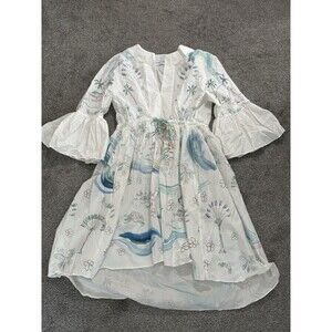 Mustique SUZANNAH LONDON Dress Size Small White Nautical Belted